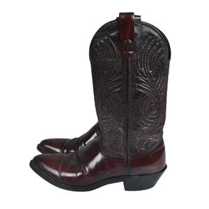 Laredo Dark Cherry Red Leather  Cowboy Boots Western Size 7.5 D